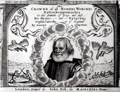 Frontispiece of Batrachomyomachia or, The Battle of Frogs and Mice, Translated by George Chapman by English School
